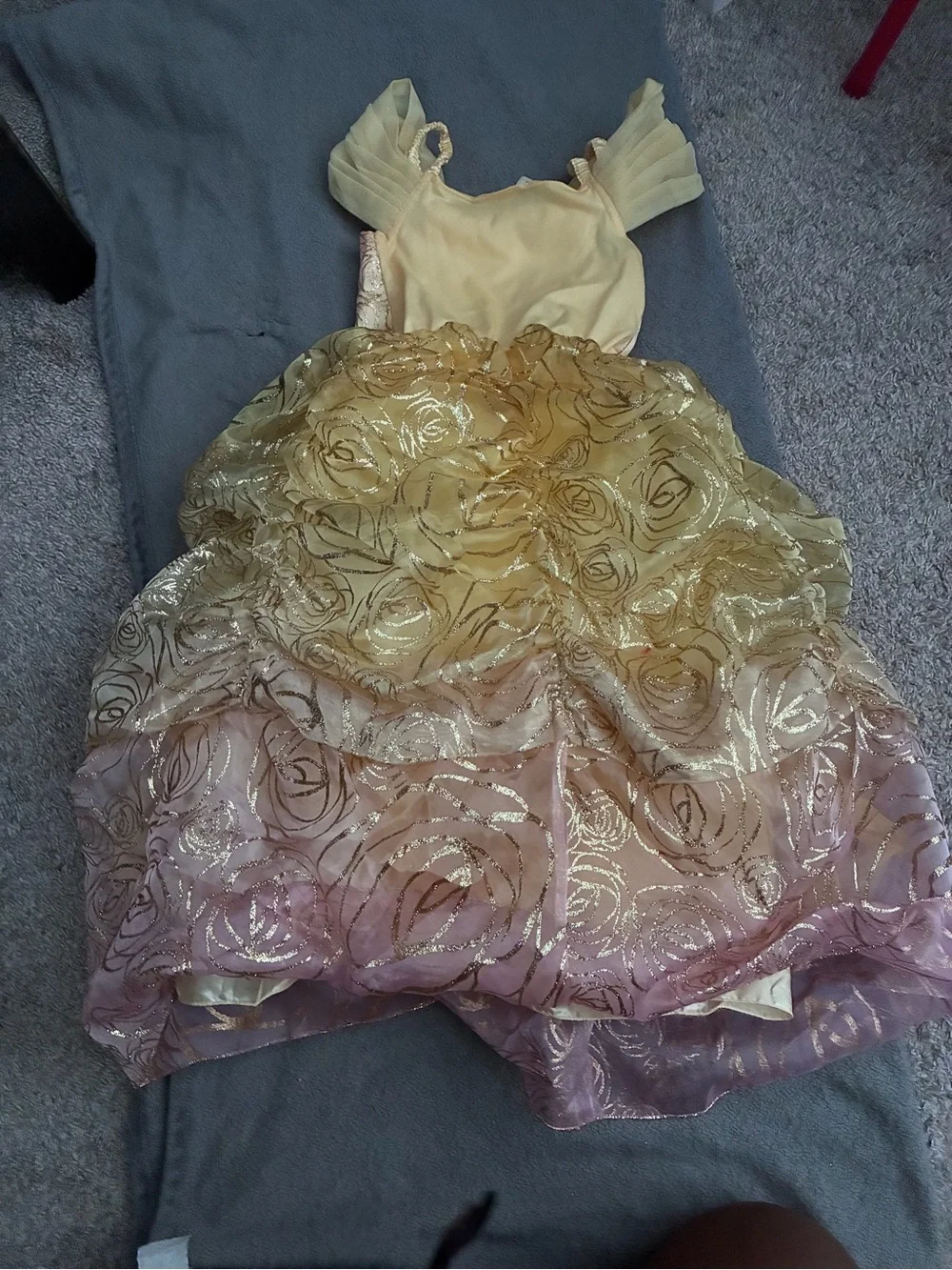 Disney Girls Gold and Peach Princess Dress Costume